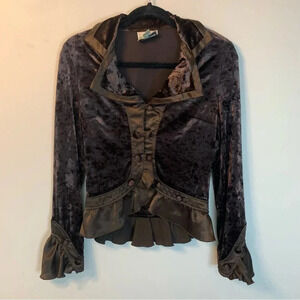 Joseph  Ribkoff Brown Crushed Velvet Victorian Style Jacket 6